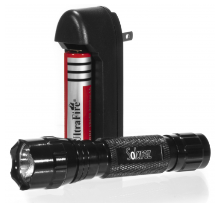 Solarez High Output UVA Flashlight with Batteries and Charger
